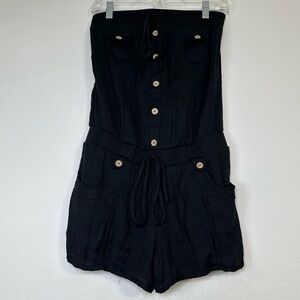 Rhapsody Neutral Black Sleeveless Romper with pockets